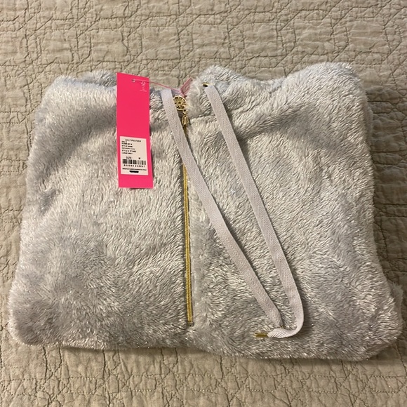 NWT Lilly Pulitzer Lunar Gray Suri Sherpa Hoodie size M - Picture 5 of 5